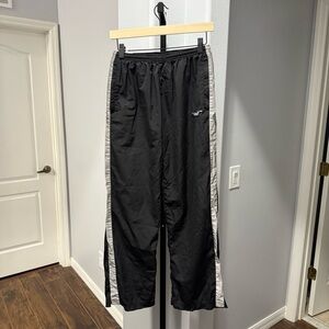 UNIF Black Silver Lax Track Pants Wide Baggy Leg Reflective 90s Style Sz Medium